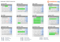 Kalender 2020 mit Ferien und Feiertagen Fredericia