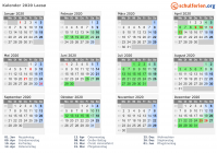 Kalender 2020 mit Ferien und Feiertagen Laesø