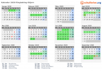 Kalender 2020 mit Ferien und Feiertagen Ringkøbing-Skjern
