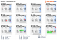 Kalender 2020 mit Ferien und Feiertagen Österbotten