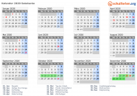 Kalender 2020 mit Ferien und Feiertagen Satakunta