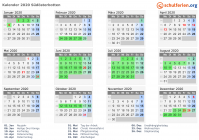 Kalender 2020 mit Ferien und Feiertagen Südösterbotten