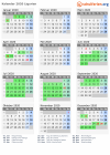 Kalender 2020 mit Ferien und Feiertagen Ligurien