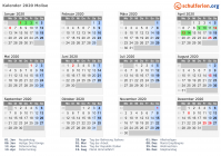 Kalender 2020 mit Ferien und Feiertagen Molise