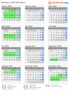 Kalender 2020 mit Ferien und Feiertagen Wellington