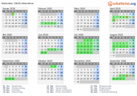 Kalender 2020 mit Ferien und Feiertagen Akershus
