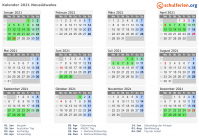 Kalender 2021 mit Ferien und Feiertagen Neusüdwales