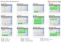 Kalender 2021 mit Ferien und Feiertagen Nordterritorium