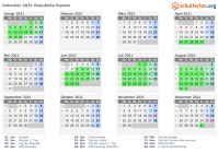 Kalender 2021 mit Ferien und Feiertagen Republika Srpska