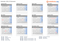Kalender 2021 mit Ferien und Feiertagen El Salvador