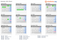 Kalender 2021 mit Ferien und Feiertagen Åland