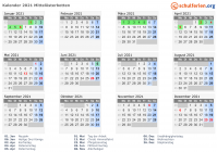 Kalender 2021 mit Ferien und Feiertagen Mittelösterbotten