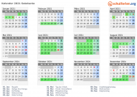 Kalender 2021 mit Ferien und Feiertagen Satakunta