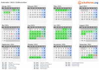 Kalender 2021 mit Ferien und Feiertagen Südkarelien