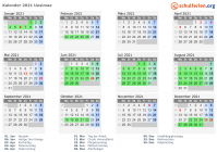 Kalender 2021 mit Ferien und Feiertagen Uusimaa