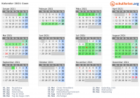Kalender 2021 mit Ferien und Feiertagen Caen