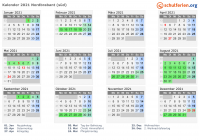 Kalender 2021 mit Ferien und Feiertagen Nordbrabant (süd)