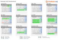 Kalender 2021 mit Ferien und Feiertagen Nordholland