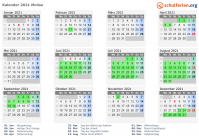 Kalender 2021 mit Ferien und Feiertagen Molise