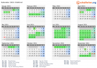 Kalender 2021 mit Ferien und Feiertagen Südtirol