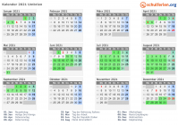 Kalender 2021 mit Ferien und Feiertagen Umbrien