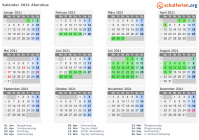 Kalender 2021 mit Ferien und Feiertagen Akershus