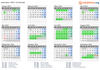 Kalender 2021 mit Ferien und Feiertagen Innlandet