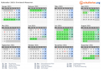 Kalender 2021 mit Ferien und Feiertagen Ermland-Masuren