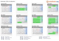 Kalender 2021 mit Ferien und Feiertagen Großpolen