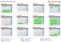 Kalender 2021 mit Ferien und Feiertagen Masowien