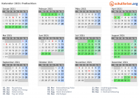 Kalender 2021 mit Ferien und Feiertagen Podlachien