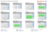 Kalender 2021 mit Ferien und Feiertagen Appenzell Ausserrhoden
