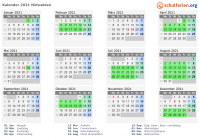 Kalender 2021 mit Ferien und Feiertagen Nidwalden