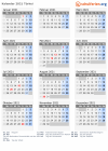 Kalender 2021 mit Ferien und Feiertagen Türkei