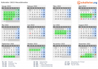 Kalender 2022 mit Ferien und Feiertagen Neusüdwales