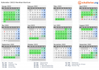 Kalender 2022 mit Ferien und Feiertagen Nordterritorium
