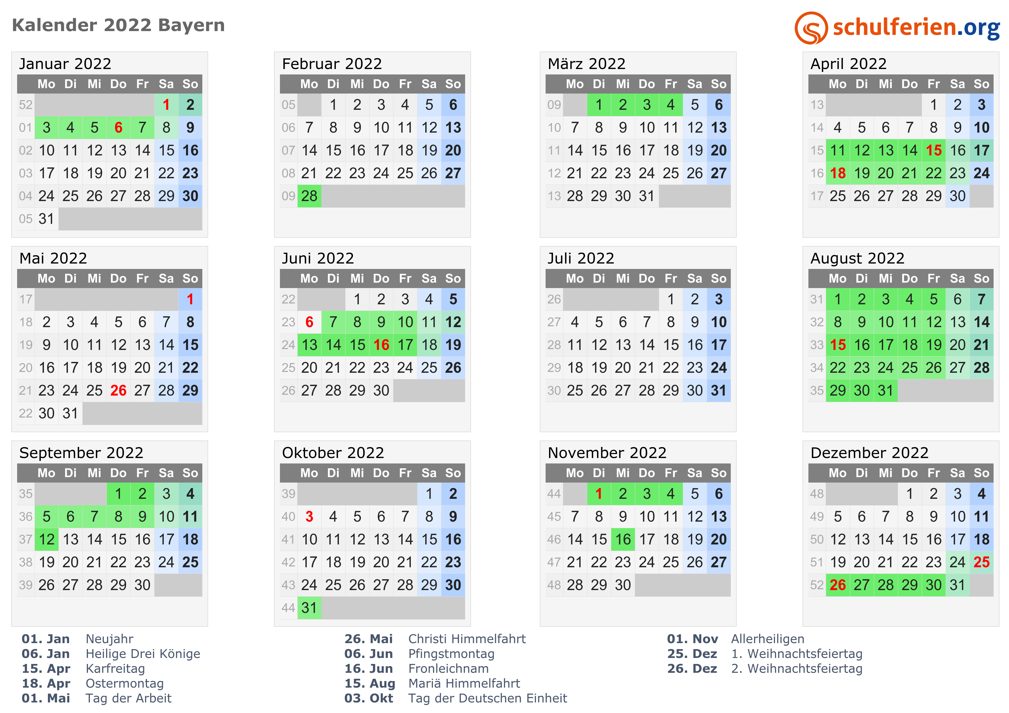 Kalender 2021 2022 Bayern