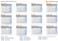 Kalender  mit Ferien und Feiertagen Burkina Faso