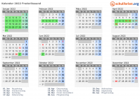 Kalender 2022 mit Ferien und Feiertagen Frederikssund