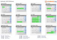 Kalender 2022 mit Ferien und Feiertagen Gladsaxe