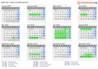 Kalender 2022 mit Ferien und Feiertagen Guldborgsund