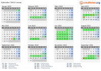 Kalender 2022 mit Ferien und Feiertagen Laesø