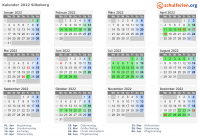 Kalender 2022 mit Ferien und Feiertagen Silkeborg