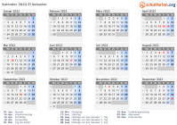 Kalender  mit Ferien und Feiertagen El Salvador