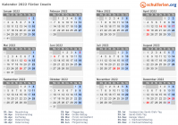 Kalender 2022 mit Ferien und Feiertagen Färöer Inseln