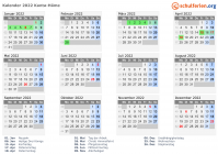 Kalender 2022 mit Ferien und Feiertagen Kanta-Häme