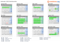 Kalender 2022 mit Ferien und Feiertagen Nordkarelien