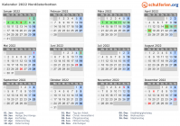 Kalender 2022 mit Ferien und Feiertagen Nordösterbotten