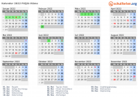 Kalender 2022 mit Ferien und Feiertagen Päijät-Häme