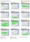 Kalender 2022 mit Ferien und Feiertagen Hamburg